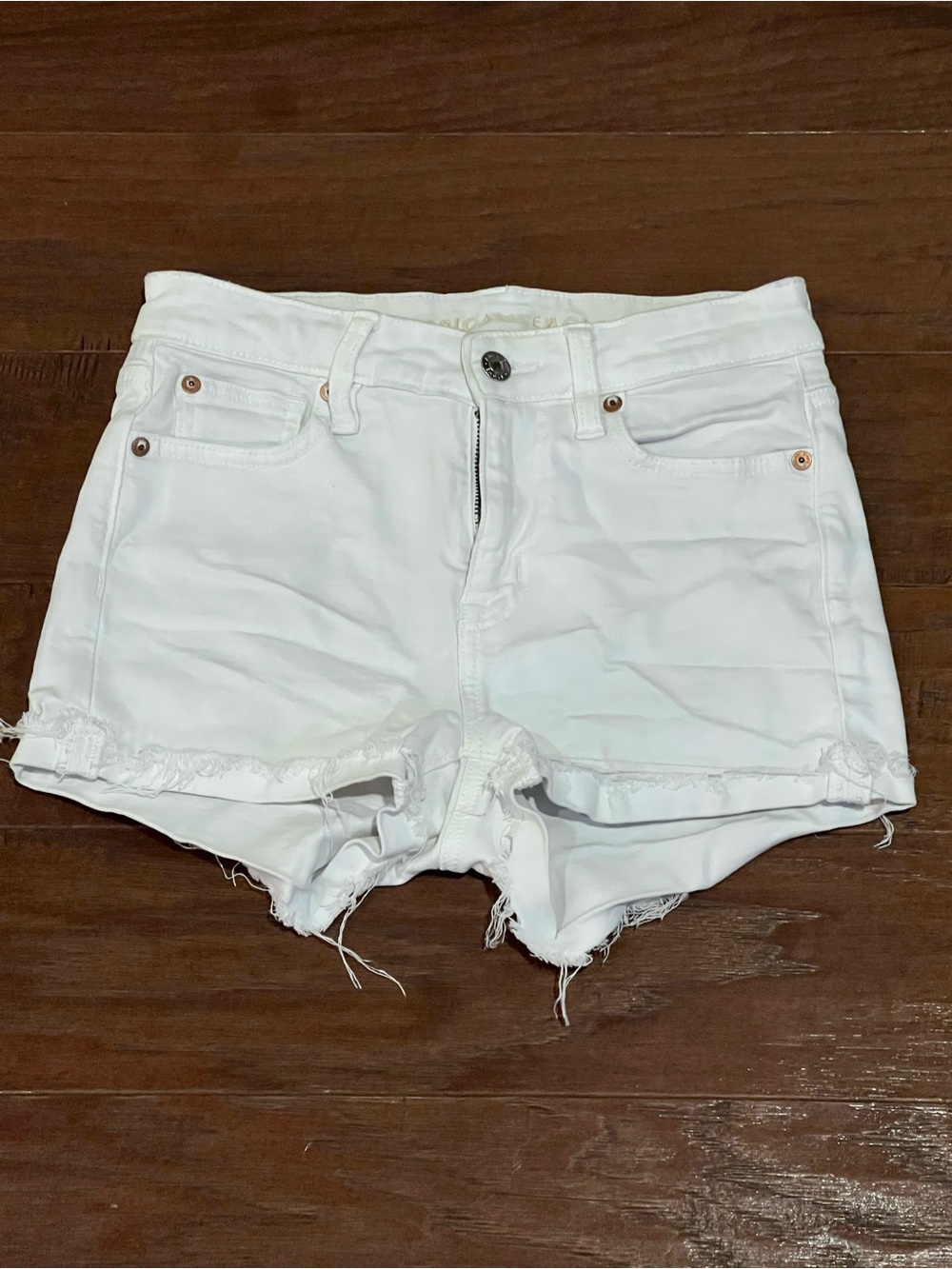 American Eagle Outfitters White Distressed Jean Shorties
